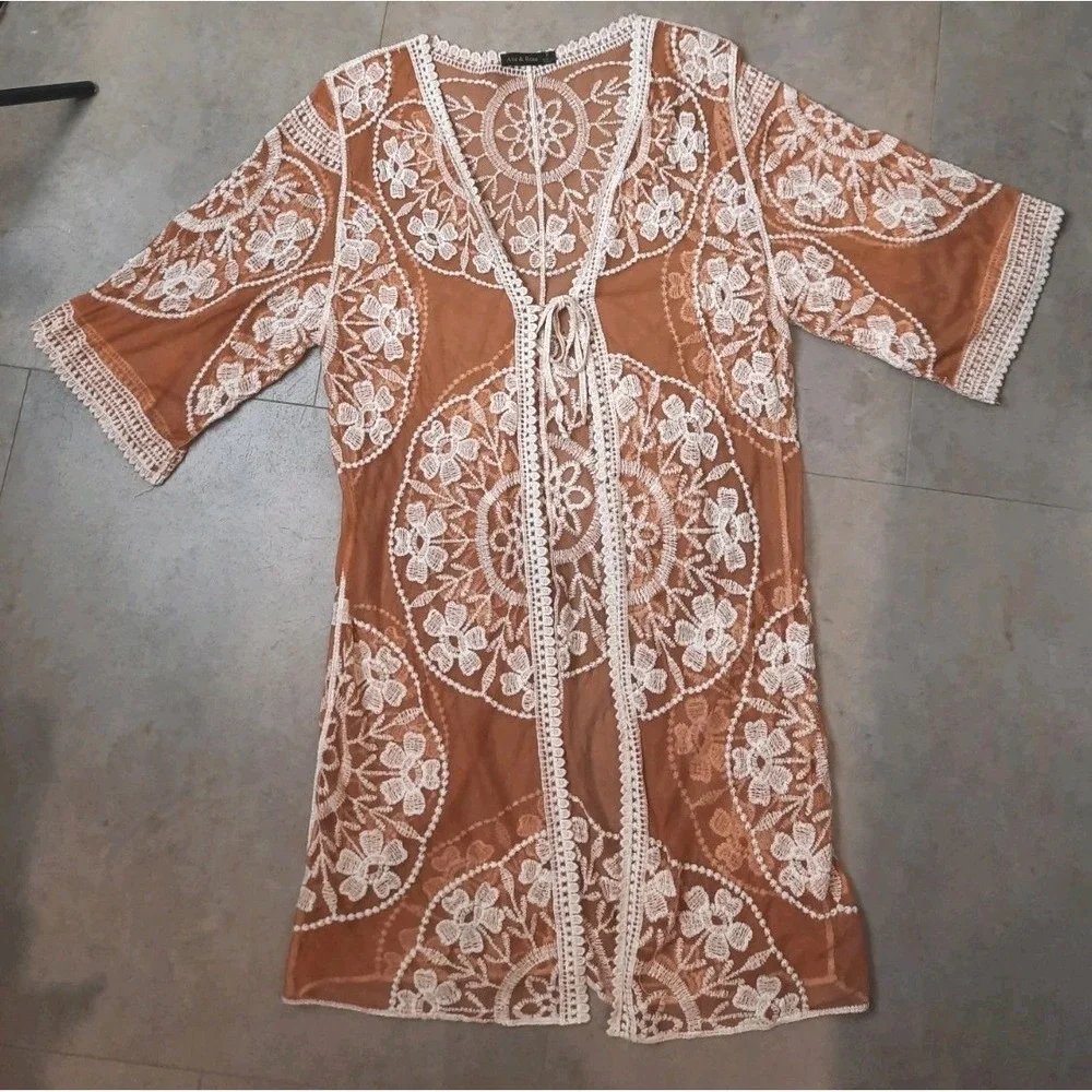 Ana & Rose Sheer Kimono Cover Up Womens Size Small Boho Fairy Bohemian Festival - Picture 2 of 11